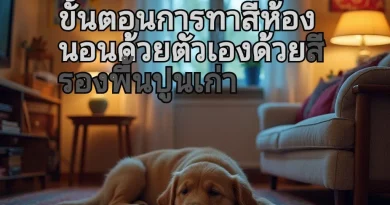 การทาสีห้องนอนด้วยสีรองพื้นปูนเก่า