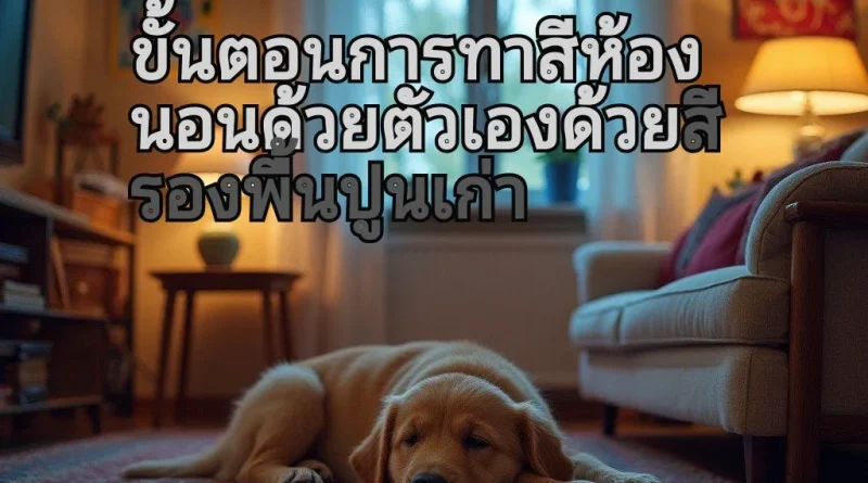 การทาสีห้องนอนด้วยสีรองพื้นปูนเก่า