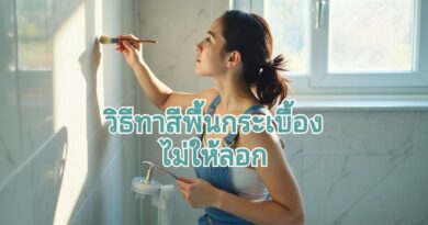 ทาสีกระเบื้องที่ห้องน้ำ